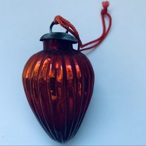 Kugel Orange Ribbed Teardrop Vintage Ornament